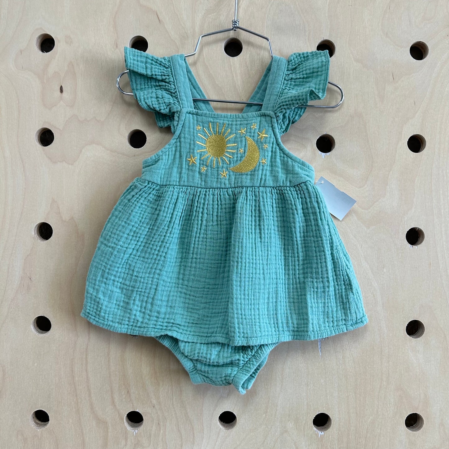 Green Sun & Moon Gauze Romper