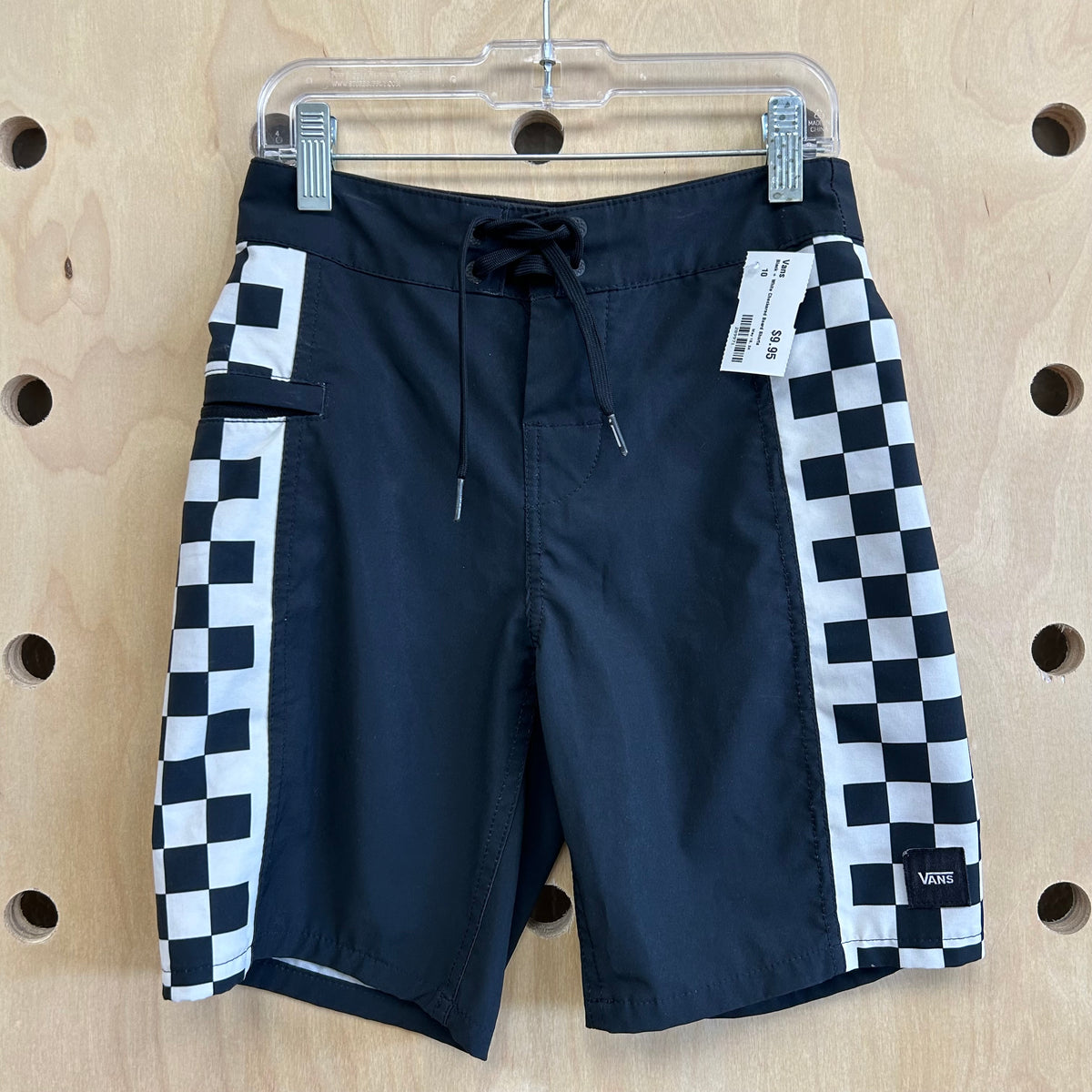 Black + White Checkered Board Shorts