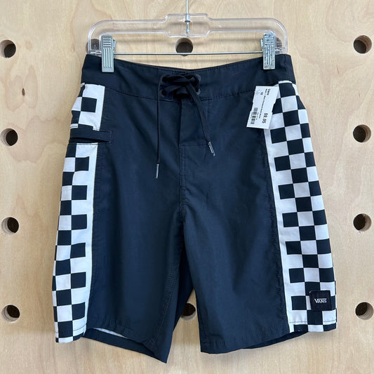 Black + White Checkered Board Shorts