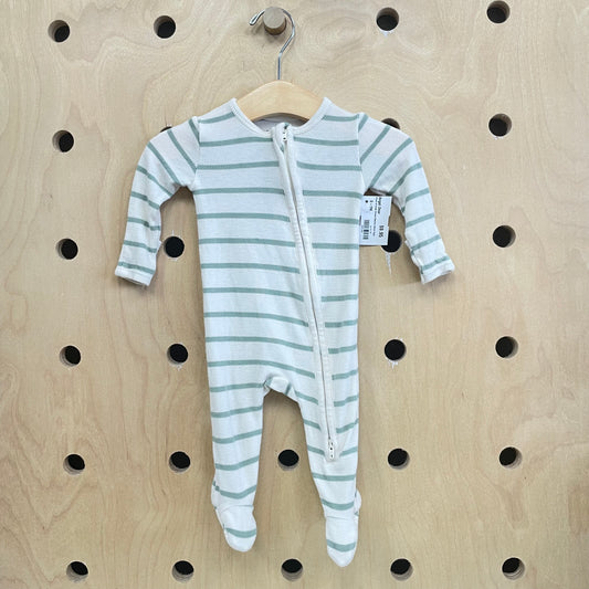 Green & Cream Striped Bamboo Blend Zippy