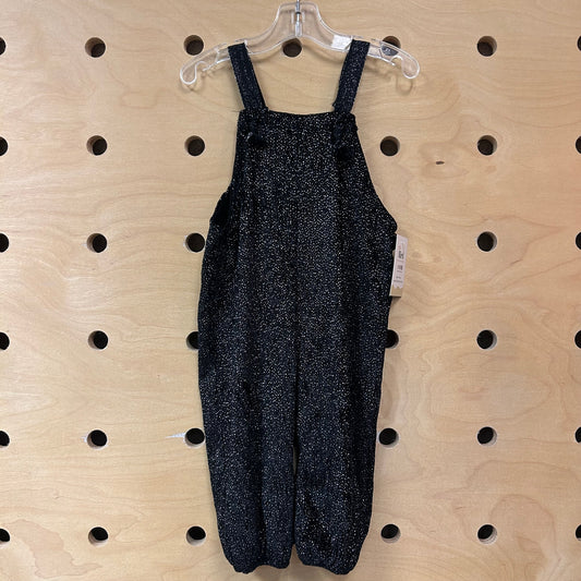Black & Silver Velour Romper