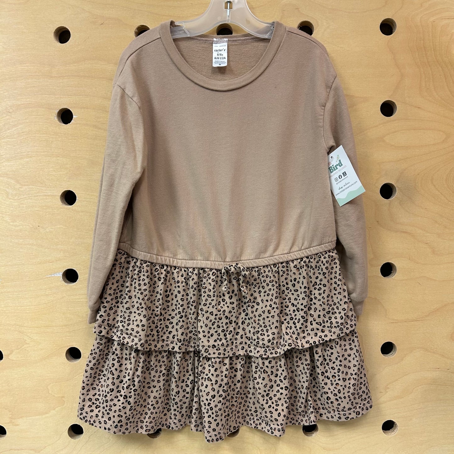 Tan Cheetah Print LS Dress