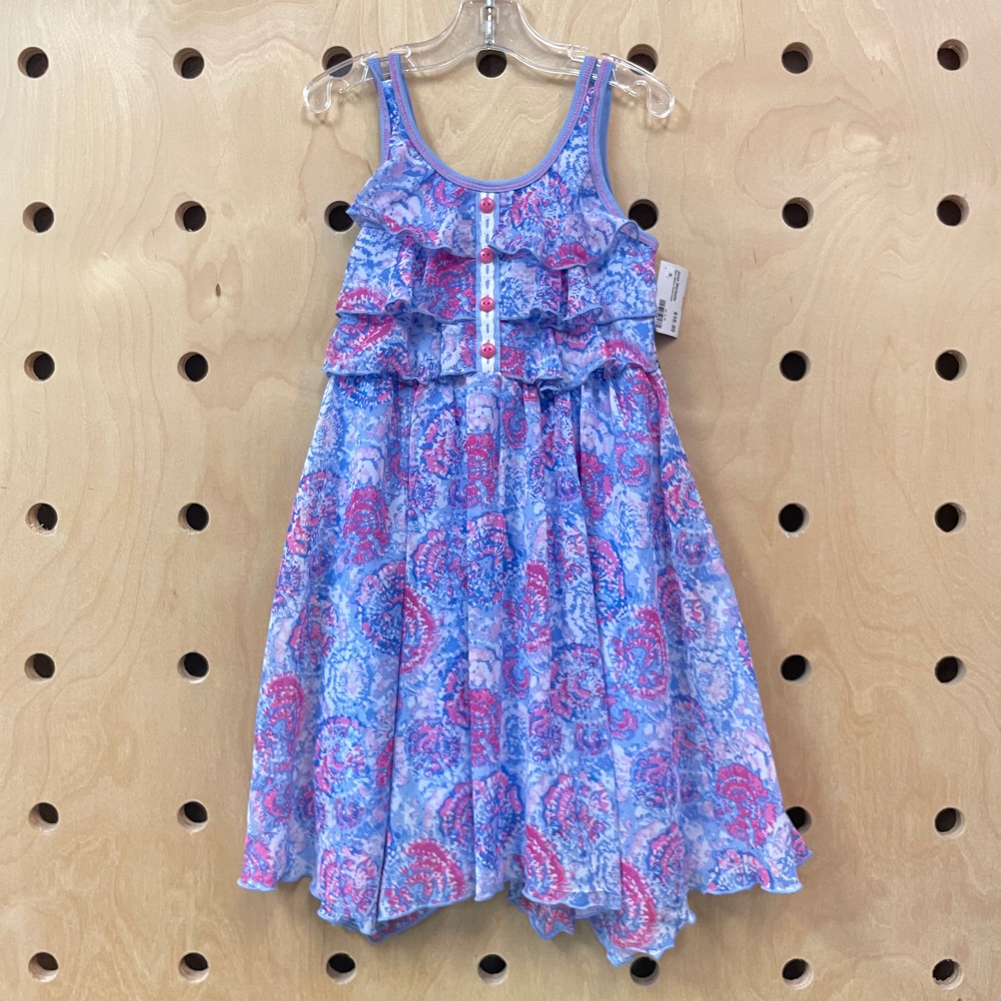 Blue Chiffon Floral Dress