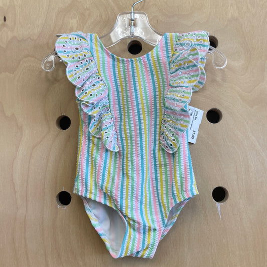 Sherbet Striped Eyelet Swimsuit