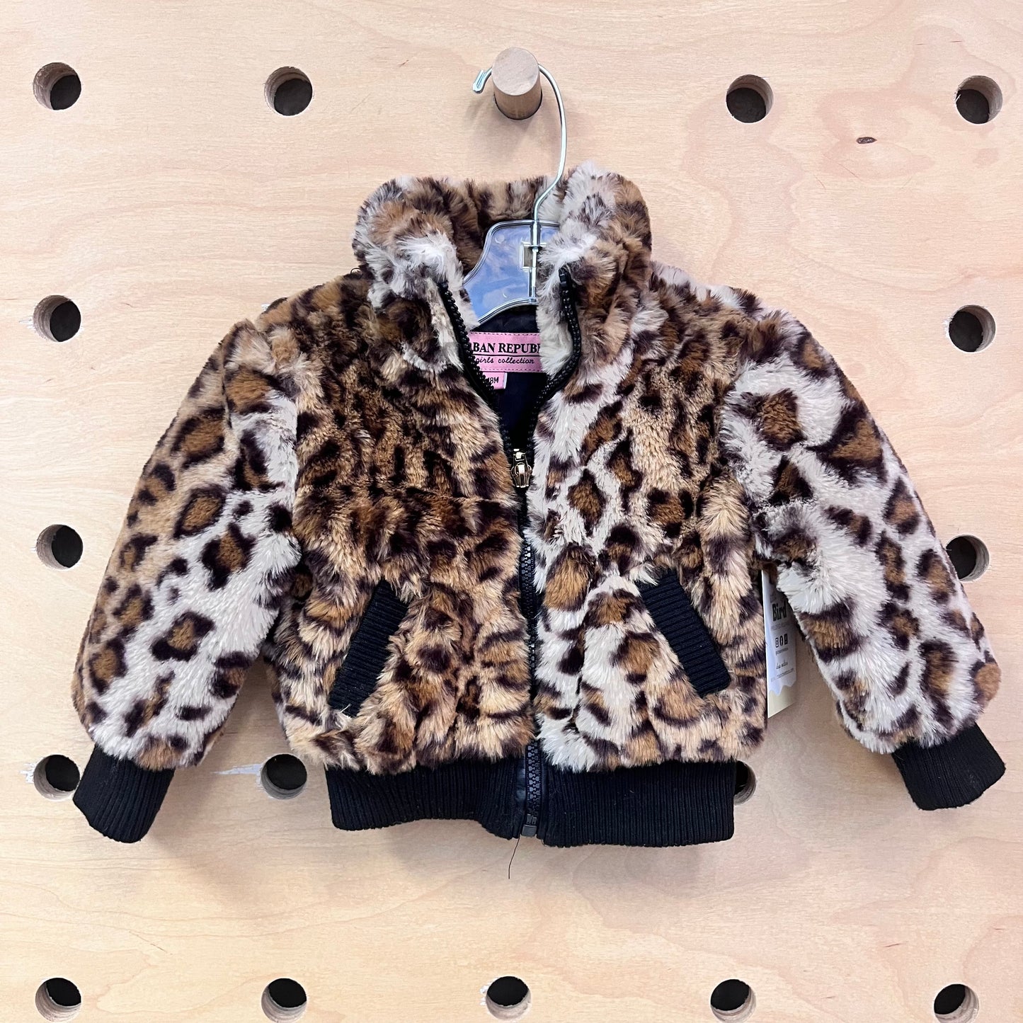 Faux Fur Cheetah Print Zip Jacket