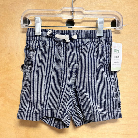Blue Striped Drawstring Shorts