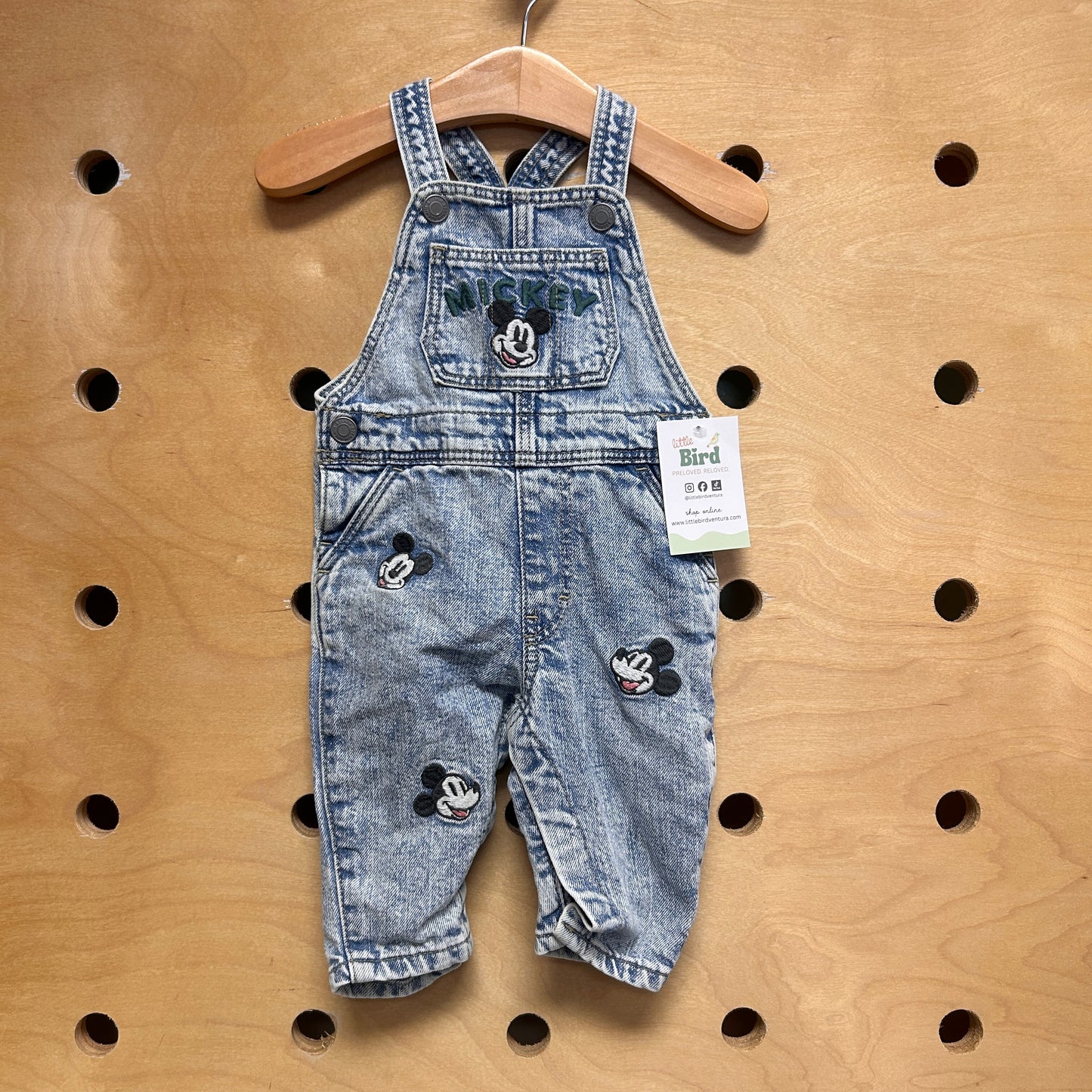 Embroider Mickey Denim Overalls