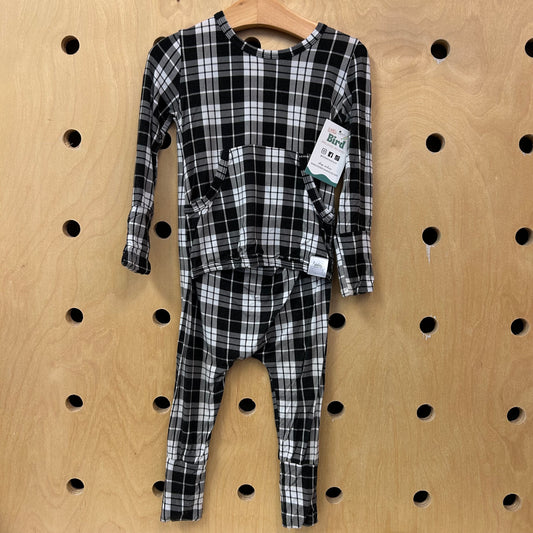 Black Plaid Bamboo Romper