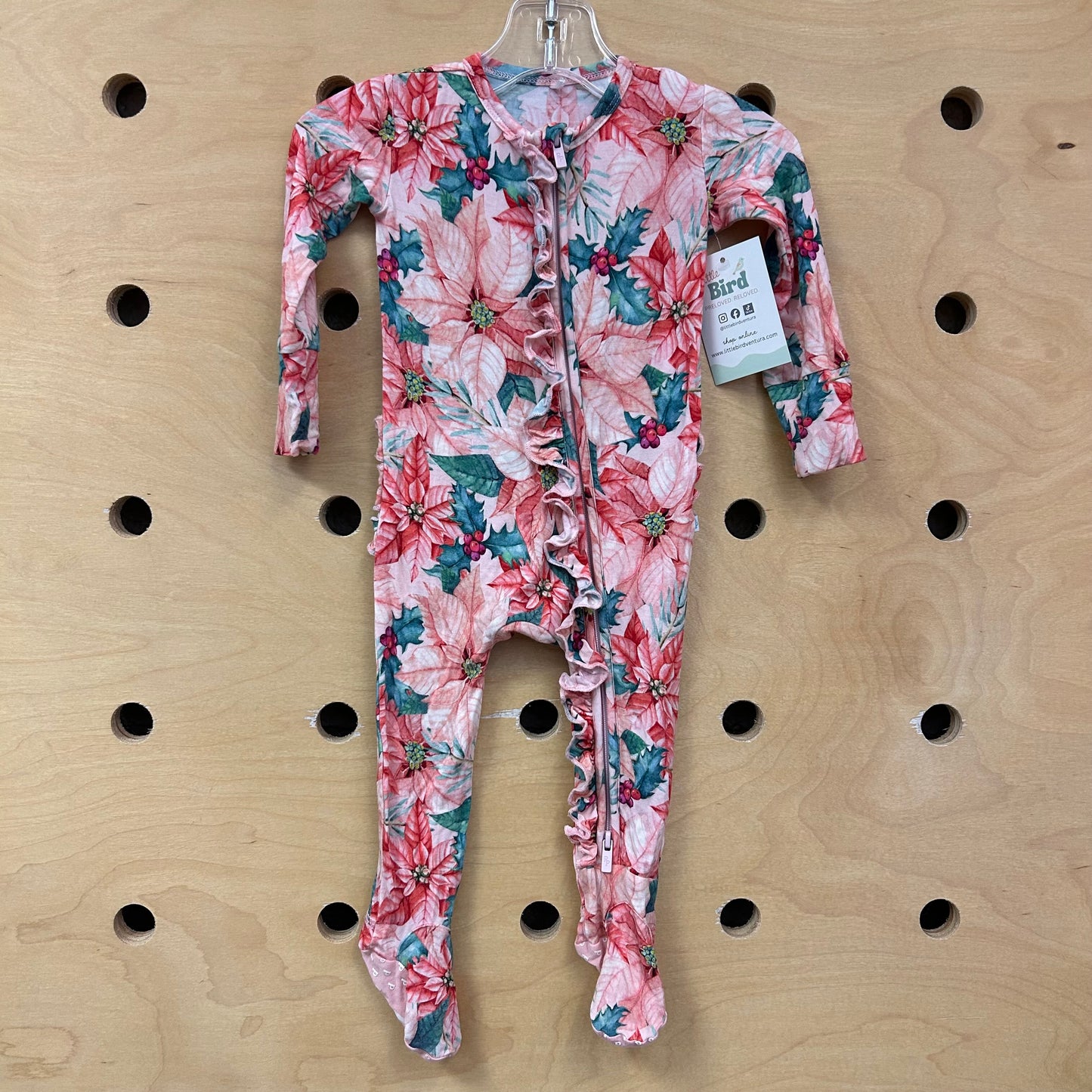 Pointsettia Bamboo Footies