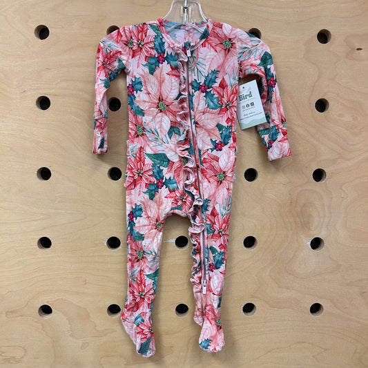 Pointsettia Bamboo Footies