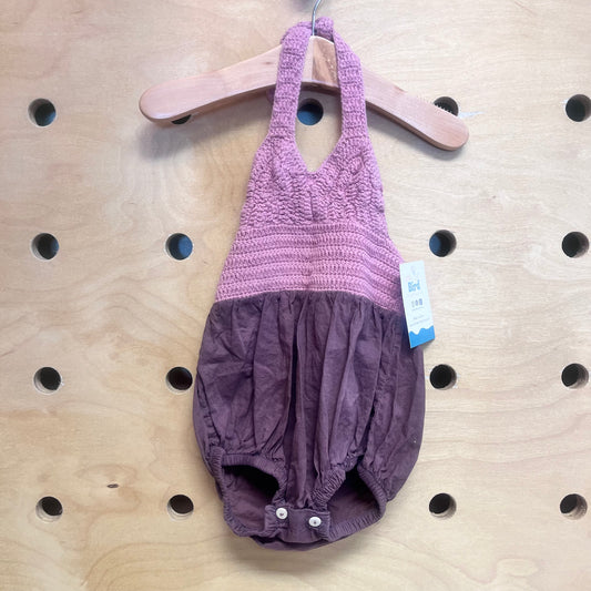 Crocheted & Organic Cotton Halter Romper
