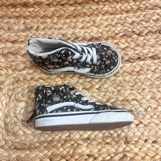 Black & Floral Pattern Slip-On High-Tops