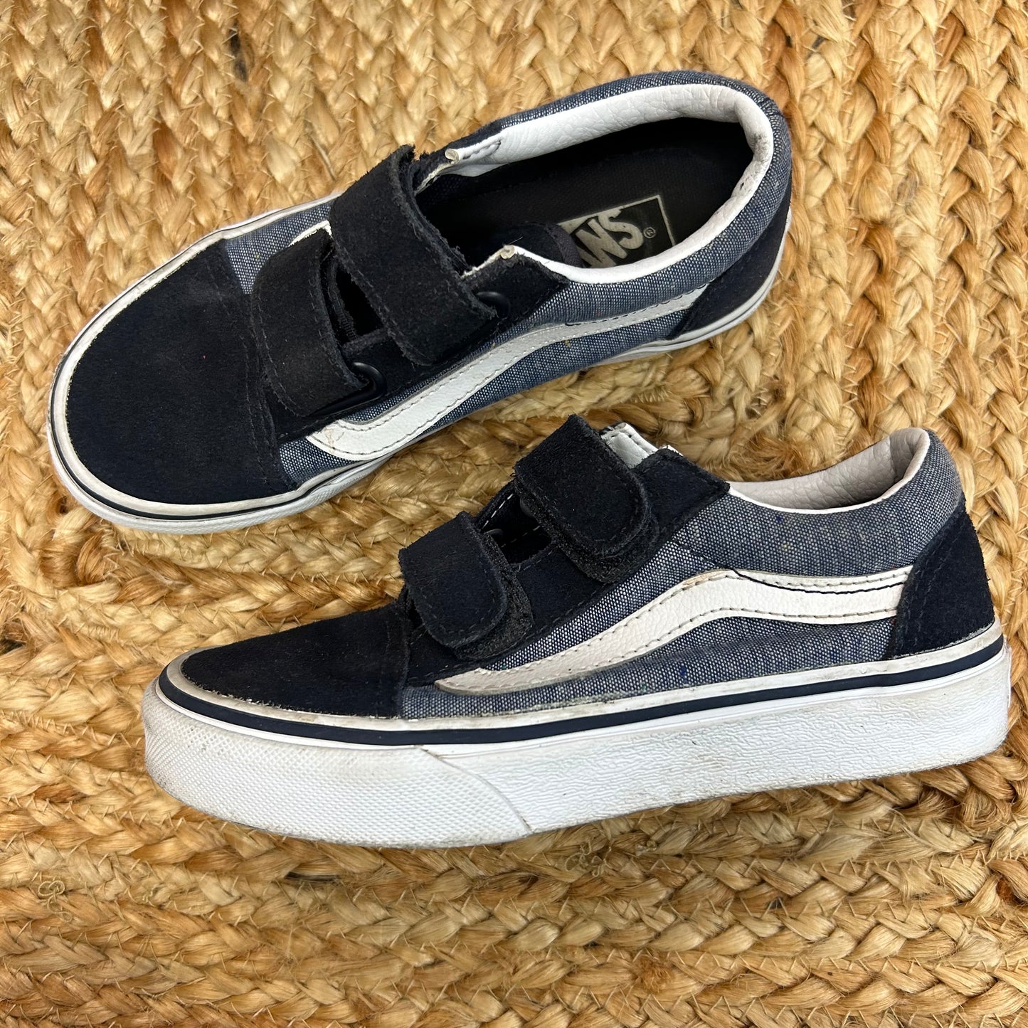 Navy Blue Canvas Velcro Sneakers