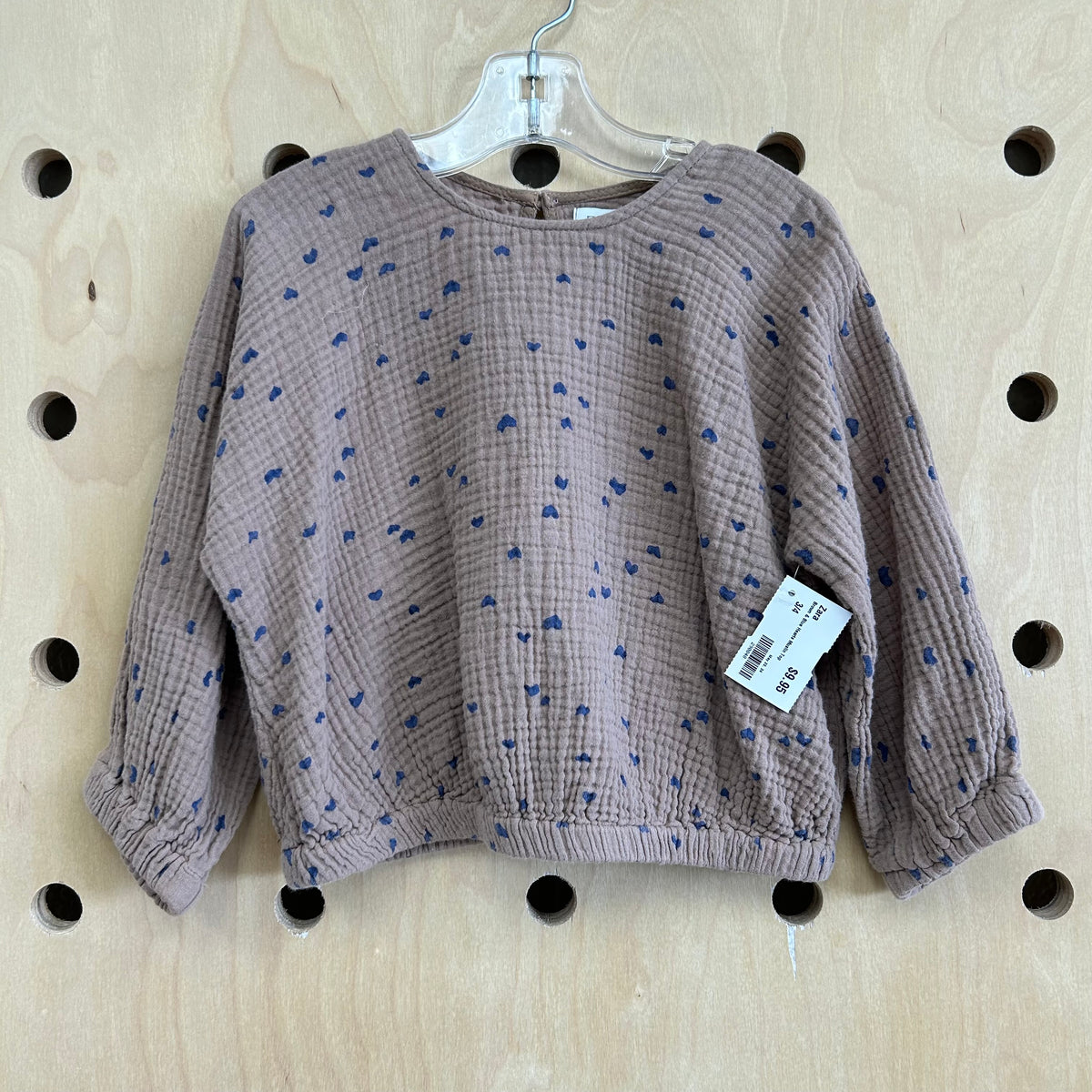 Brown & Blue Hearts Muslin Top