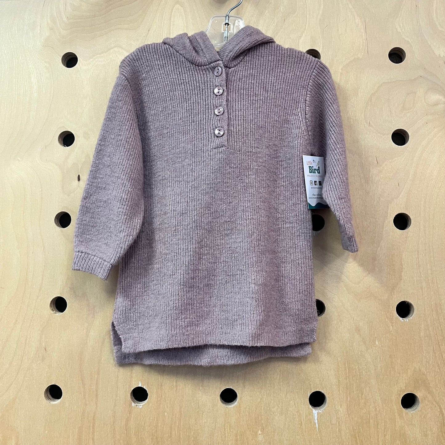 Purple Knit Hooded Sweater Dress