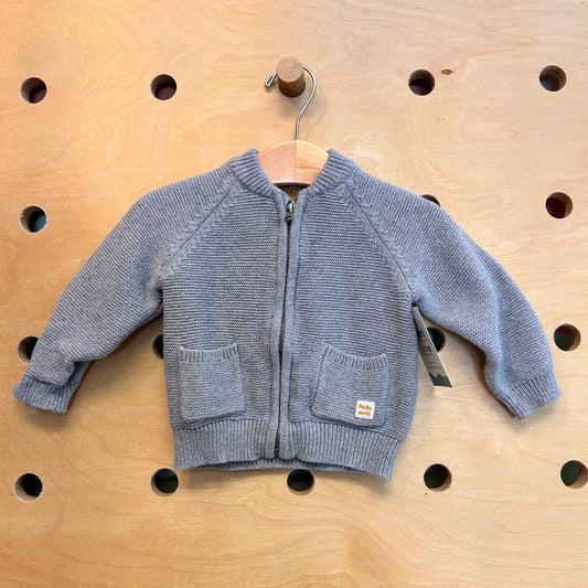 Grey Baby Knit Zip Cardigan
