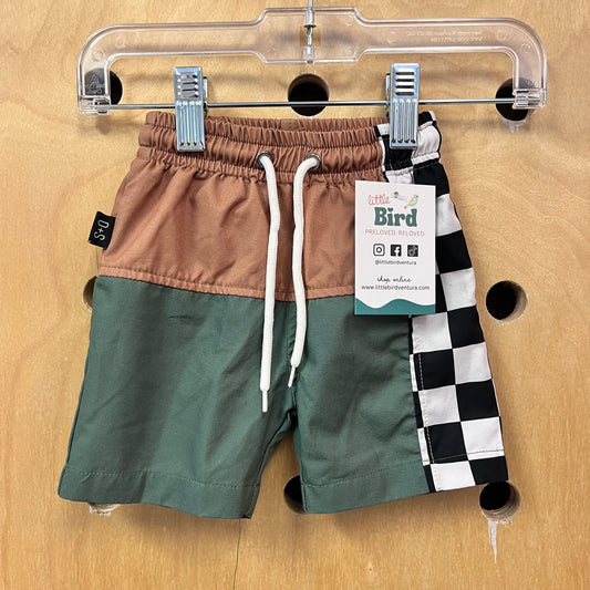 Colorblock Checkered Swim Shorts