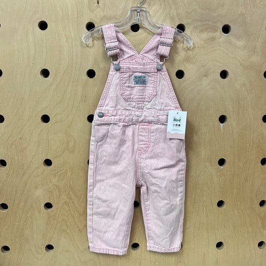 Pink Railroad Stripe Overalls
