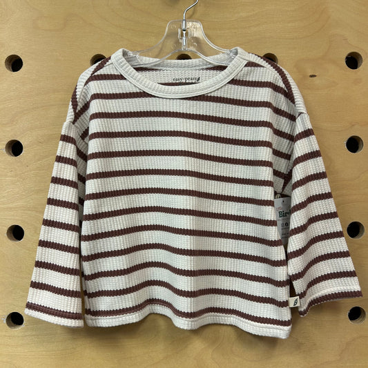 Ivory/Brown Striped Ribbed Top NEW!