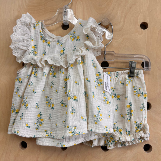 Cream + Yellow FLoral Gauze Outfit