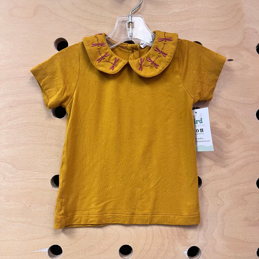 Mustard Dragonfly Collar Bamboo Top