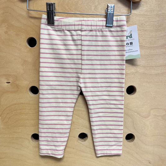Cream/Pink Striped Leggings