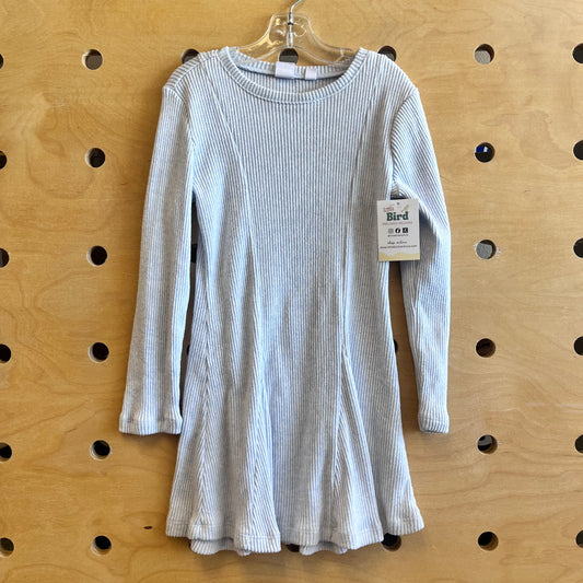 Blue Ribbed LS Dress