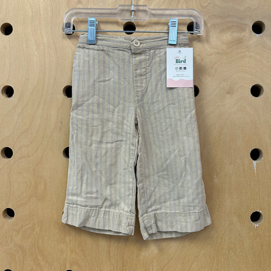 Beige Striped WIde Leg Pants