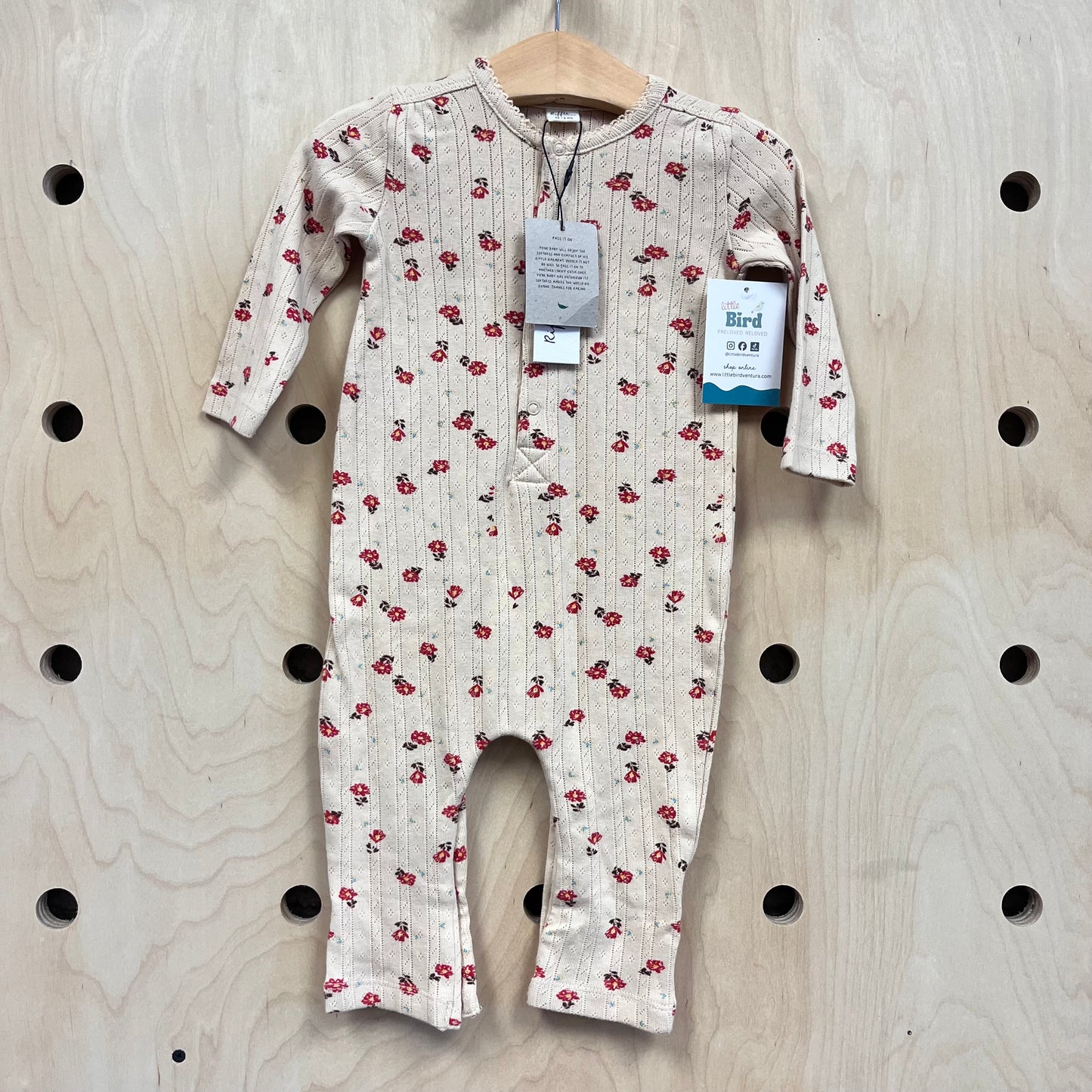 Organic Tan Pointelle Floral Romper NEW!