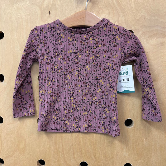 Purple Floral Ribbed Top