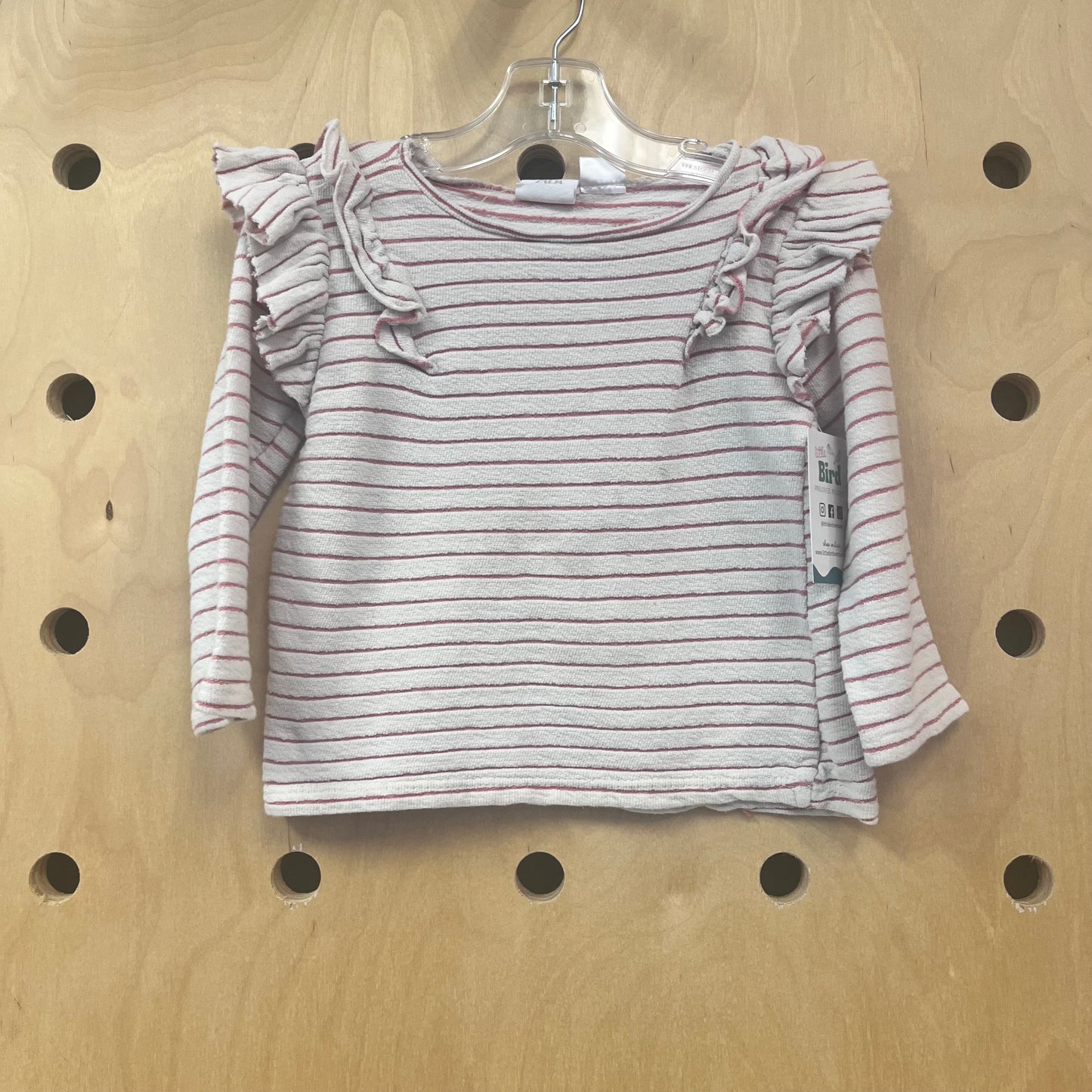 Pink Striped Ruffle Top