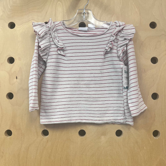 Pink Striped Ruffle Top