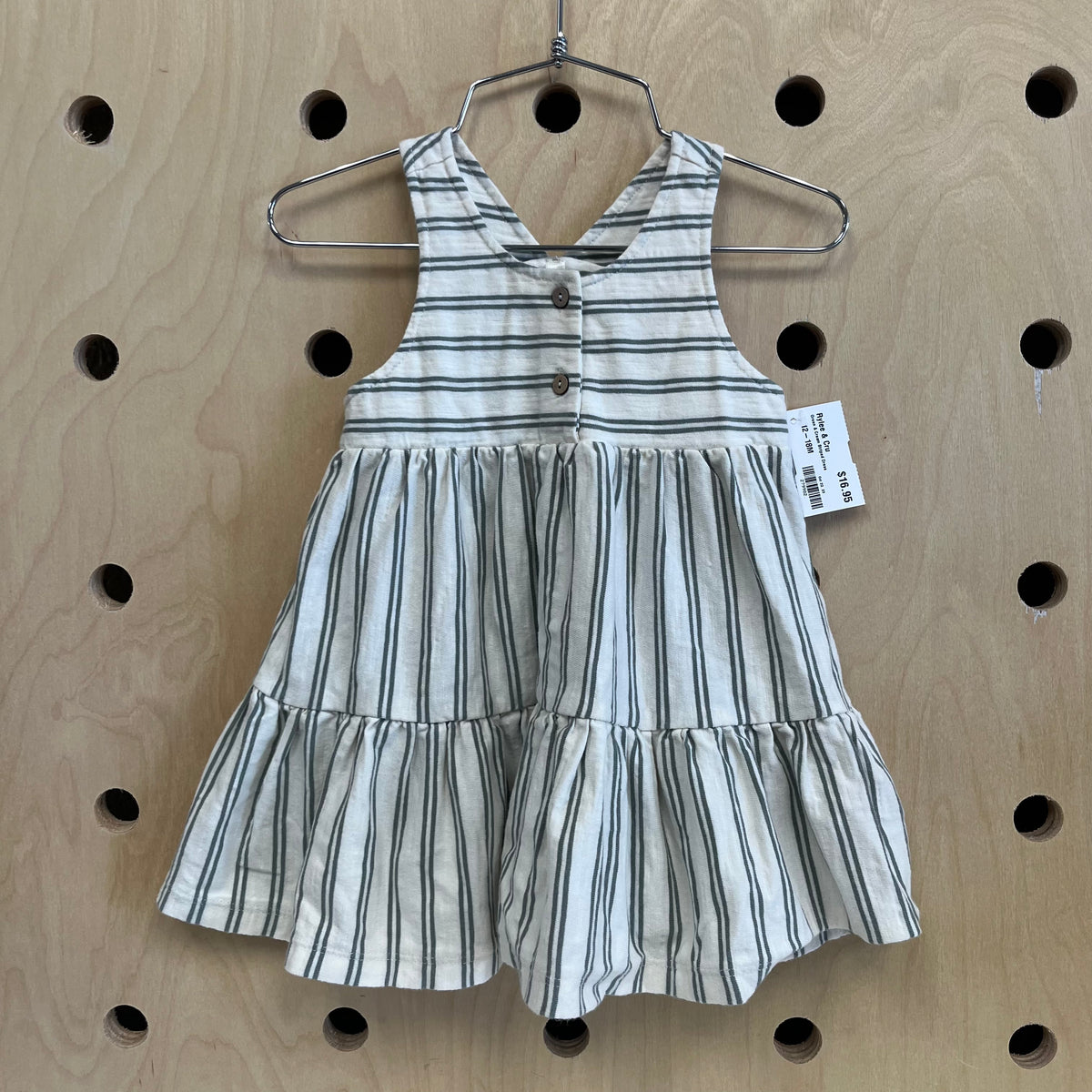 Green & Cream Striped Dress