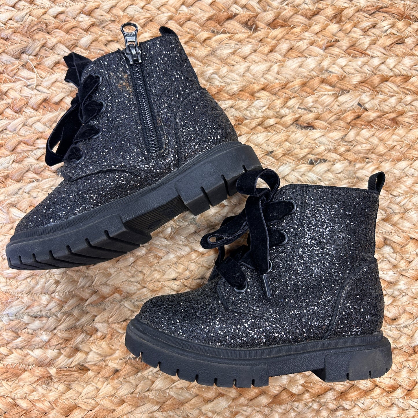 Black Glitter Boots