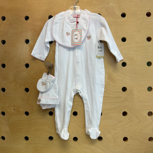 4pc Snap Teddy Footies Outfit NEW!