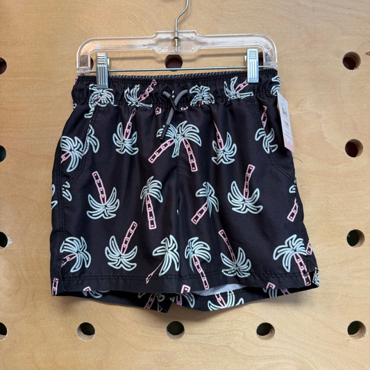Black/Neon Palm Tree Swim Trunks