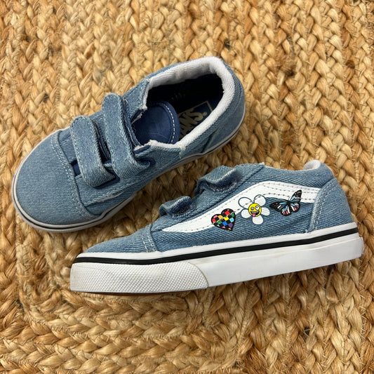 Denim Daisy Velcro Low Tops