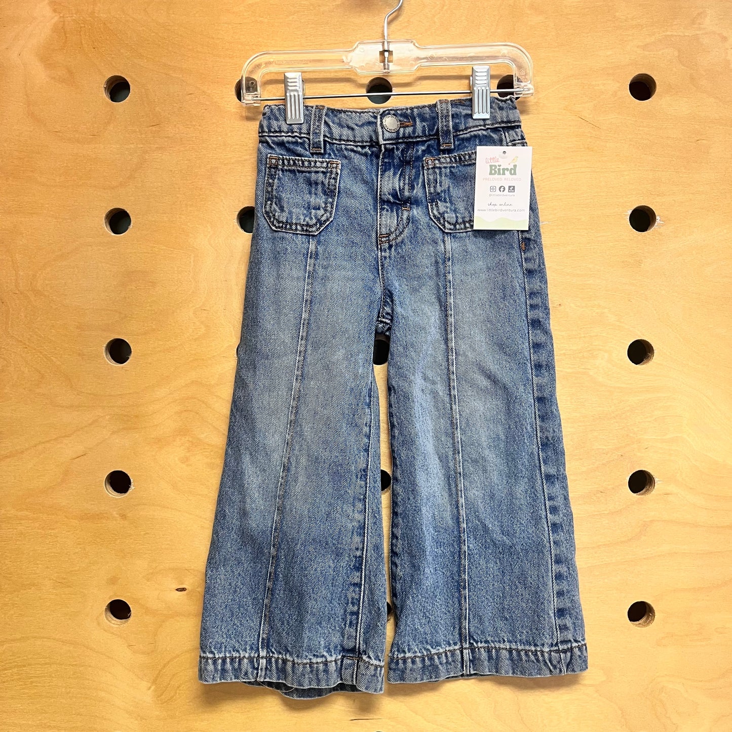 Wide Leg Front Stripe Denim Pants