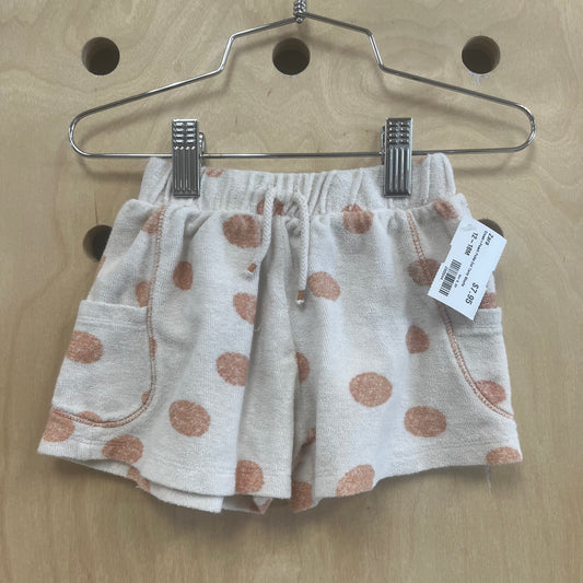 Cream+Peach Polka Dot Terry Shorts