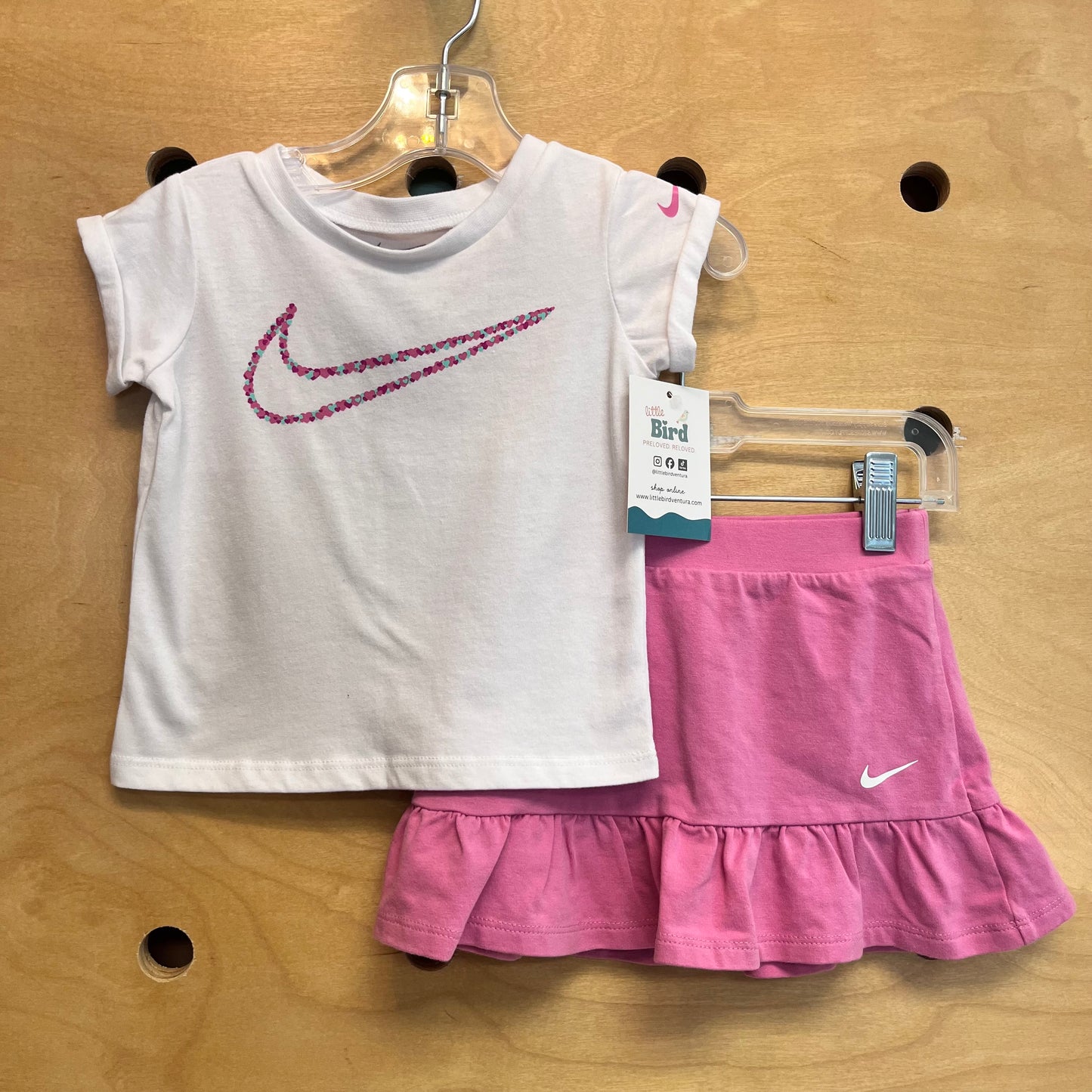 White/Pink Heart Logo Tee/Skort
