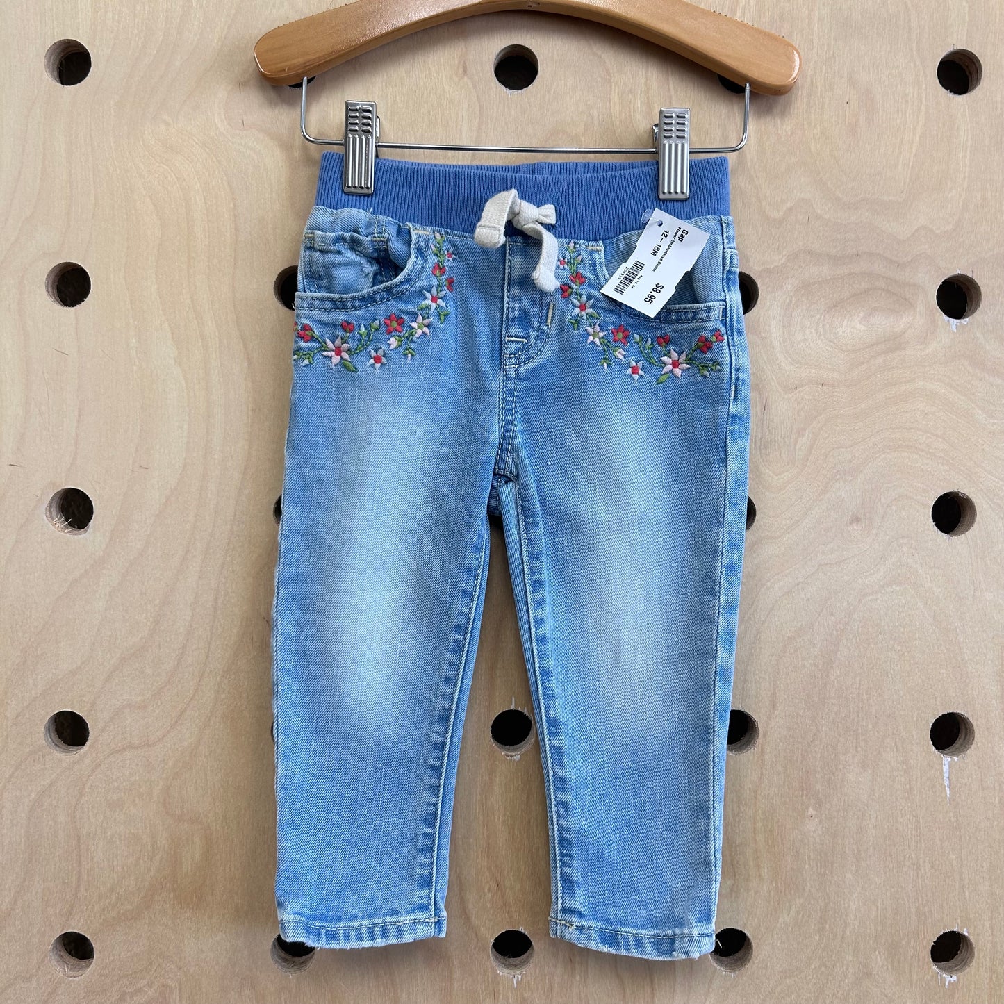 Flower Embroidered Denim