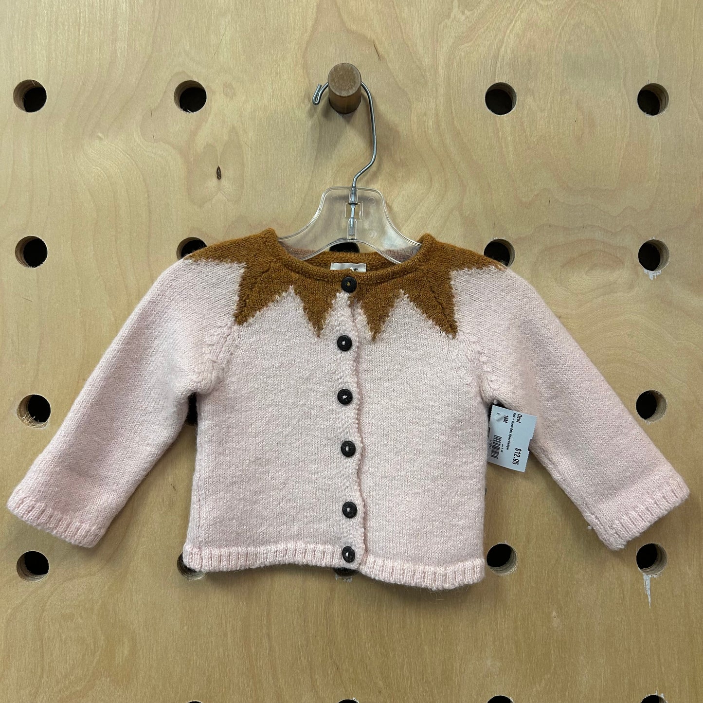 Pink + Brown Baby Alpaca Cardigan