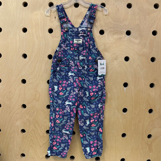 Blue Floral Rabbits Overalls