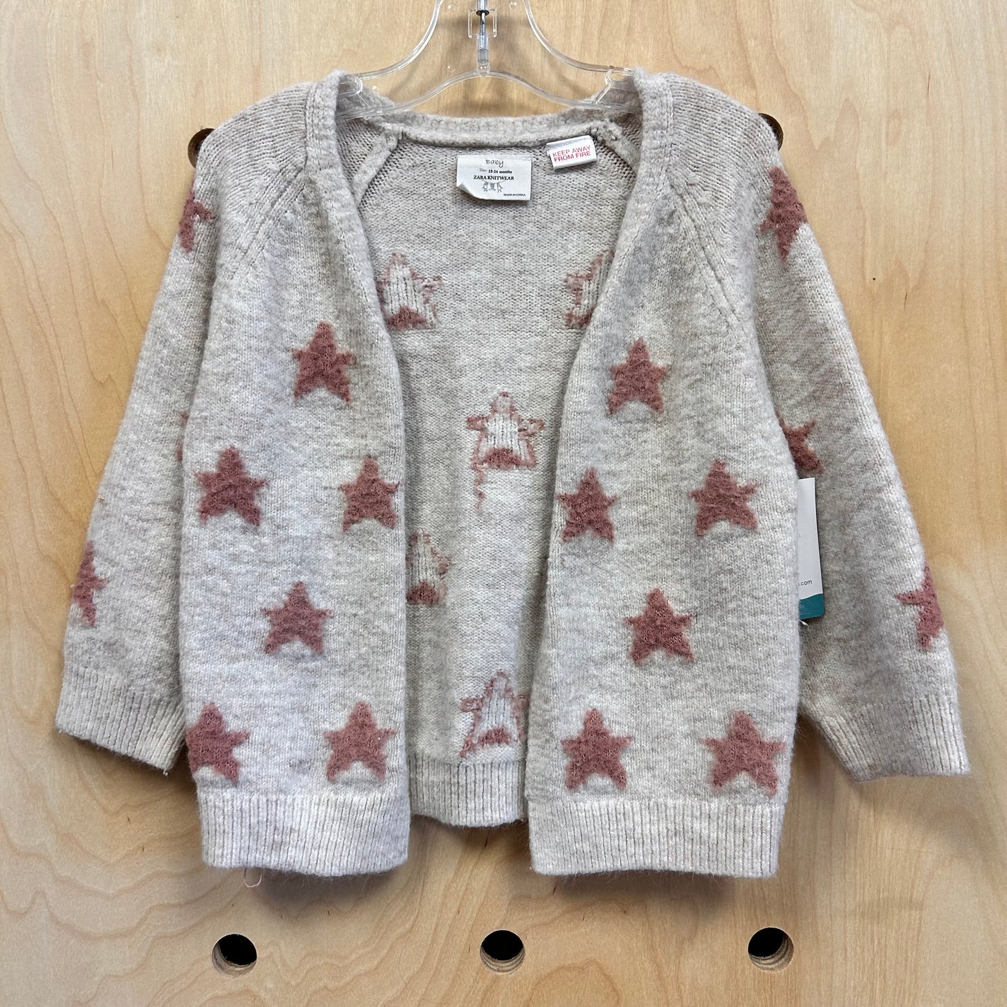 Beige/Pink Stars Open Cardigan