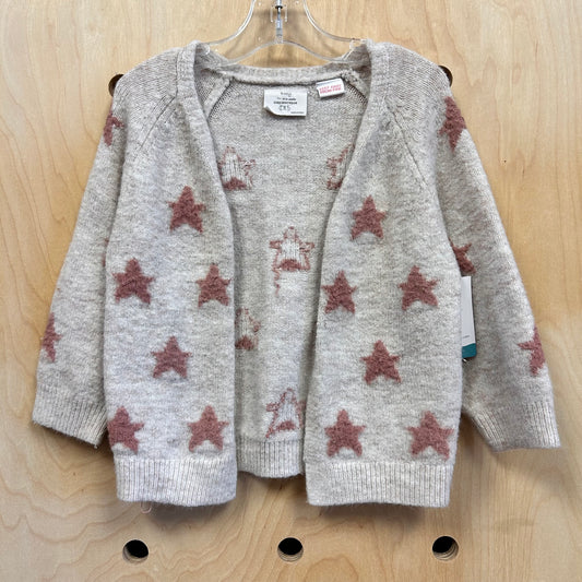Beige/Pink Stars Open Cardigan