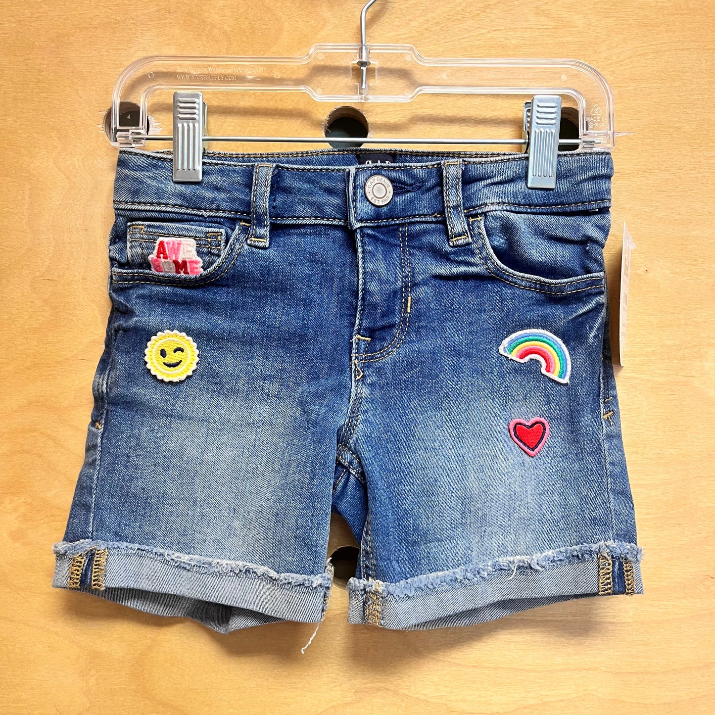 Stretch Midi Denim Patches Shorts
