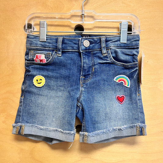 Stretch Midi Denim Patches Shorts