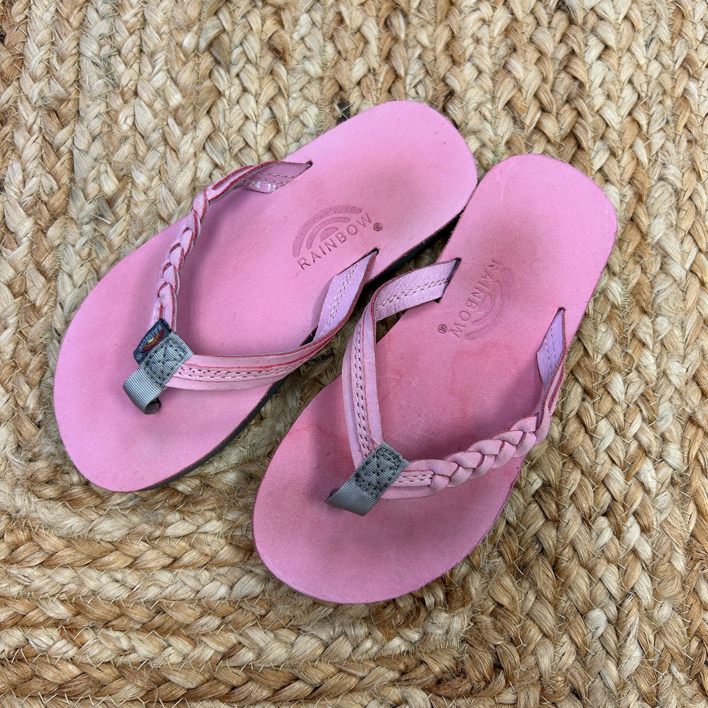 Pink Braided Strap Flip Flops