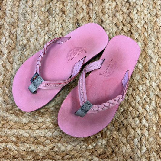 Pink Braided Strap Flip Flops