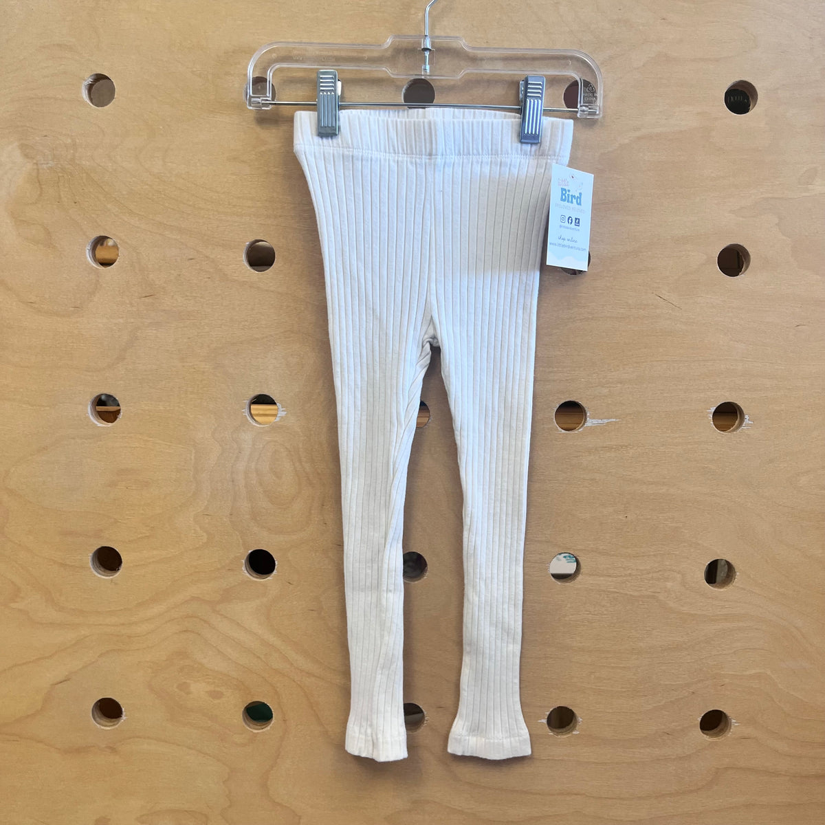 White Ribbed Organic Leggings